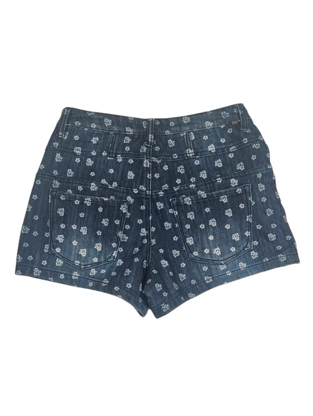 Almost Famous Women's Dark Blue Floral Print Denim Shorts Y2K Indie Juniors 11